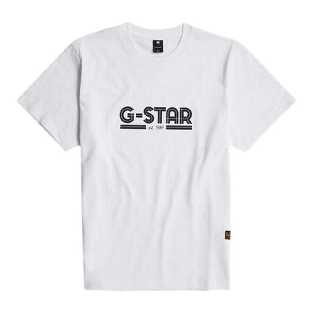 G-Star Mens Line Script Lettering T-Shirt / White